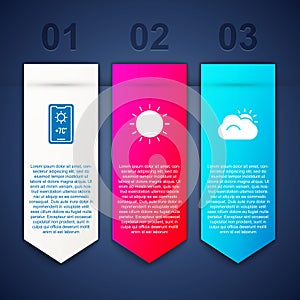 Set Weather forecast, Sun and and cloud. Business infographic template. Vector