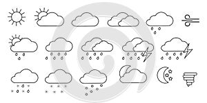 Set of weather icons. Conditions for children going to school. Schedule of cold and warm weather. Vector illustration.