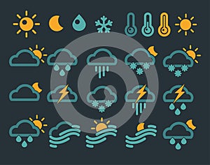 Set of weather widget icons. Vector