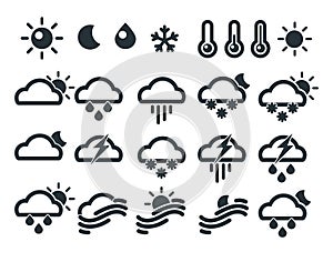 Set of weather widget icons. Vector