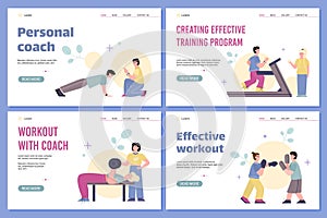 Set of web app for creating effective programs sports trainings with coach in gym