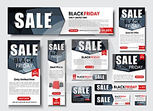 Set of web banner for Black Friday sales, standard sizes