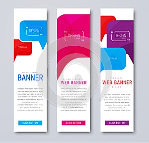 Set of web banners with colored bubbles talking and quoting.