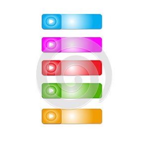 Set of web buttons with arrows, colorful long round buttons