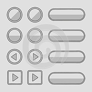 Set of web buttons and media player icons vector design for UI and app interface