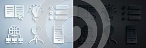 Set Web camera, Task list, Computer network, Online book on mobile, Light bulb with concept of idea and icon. Vector