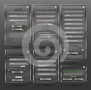 Set for web design, login form, registration form, form change password form, password recovery, form the message - website creati