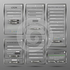 Set for web design, login form, registration form, form, form change password, password recovery, form of communication - website