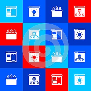 Set Web developer programming code, Browser window, and Server, Data icon. Vector