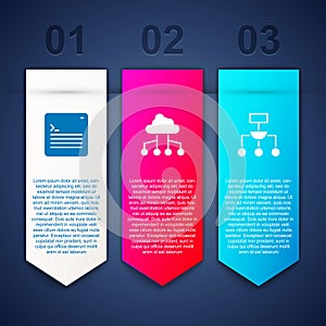 Set Web developer programming code, Network cloud connection and Algorithm. Business infographic template. Vector
