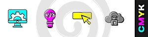 Set Web development, Front end, UI or UX design and Cloud computing lock icon. Vector