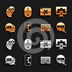 Set Web development, and graphic design, UI or UX, Website template, Front end and Computer mouse icon. Vector