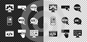 Set Web development, UI or UX design, Front end, Keyboard, Mobile Apps and and graphic icon. Vector