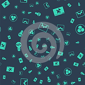 Set Web development, Website template, Front end and RGB and CMYK color mixing on seamless pattern. Vector