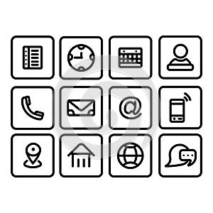 Set of Web icon set,Business card contact information icon.