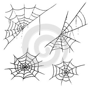 Set web icon. Vector of a spider web. Net, web spider hand drawn