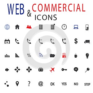 Set of web icons for business, finance and communication.