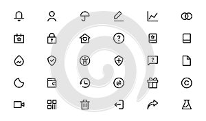 Set of web icons. Vector illustration. Business, finance, shopping, people, teamwork, social media, education, management,