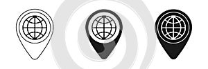 Set of web icons, vector website symbol for contacting us, label on the map. Illustration