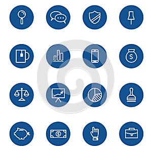 Set of web linear icons for business, finance
