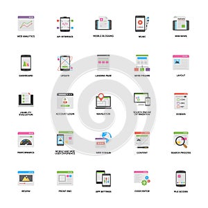 Set of Web and Mobile Application Development Vector Icons