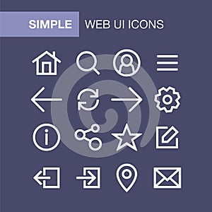 Set of web and mobile application icons for simple flat style ui design