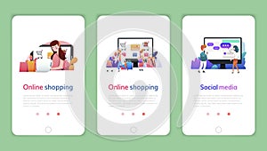 Set of web page design templates for online shopping, digital marketing, social media. Modern vector illustration concepts for web