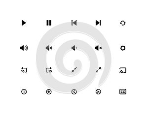 Set of web video player icons