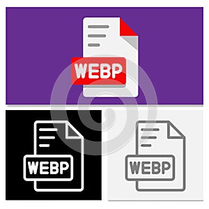 Set Webp document file format. flat icon file type that can be changed as needed. Can be used for websites, UI and interfaces