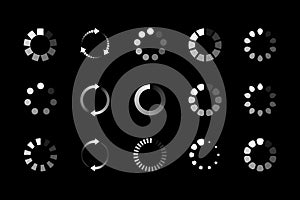 Set of website loading icon. Circle buffer loader or preloader. Download or upload status icon. Vector illustration