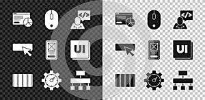 Set Website statistic, Computer mouse, Front end development, Color palette guide, Site map, UI UX design and icon