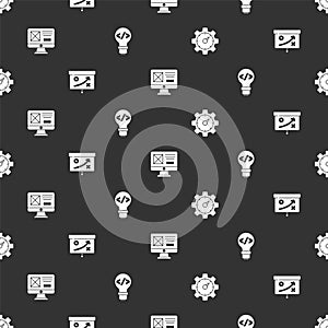Set Website statistic, Planning strategy concept, UI or UX design and Front end development on seamless pattern. Vector