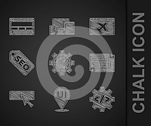 Set Website statistic, UI or UX design, Front end development, SEO optimization, template and icon. Vector