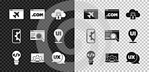 Set Website template, UI or UX design, Cloud computing lock, Front end development, and icon. Vector