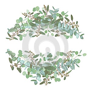 Set of wedding bouquets. Elegant floral, greenery, semicircle collection. Bouquet of eucalyptus spiral, populus, robusta.All