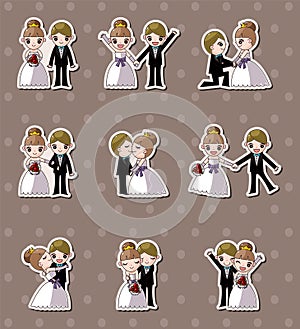 Set of wedding ,Bridegroom and Bride stickers
