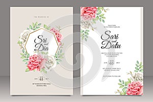 Set of wedding card template with floral frame multi purpose