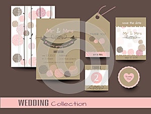 Set of wedding cards. Wedding invitations.vector