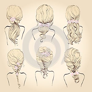 Set of wedding hairstyles