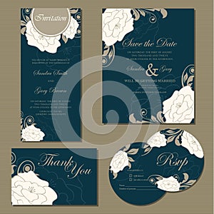 Set of wedding invitation cards