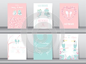 Set of wedding invitation cards