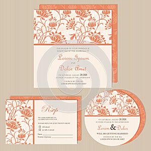Set of wedding invitation cards or announcements