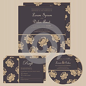 Set of wedding invitation cards or announcements