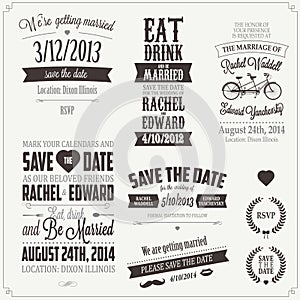 Set of wedding invitation typographic elements
