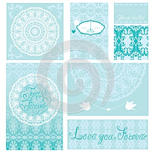 Set of wedding invitations and announcements