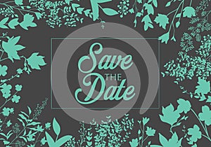 Set of wedding party invitation and Save The Date card templates with Lily of the valley flowers hand drawn with black contour lin