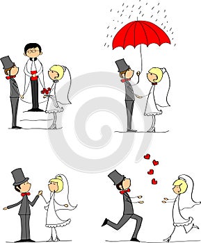 Set of wedding pictures,vector