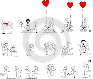 Set of wedding pictures vector