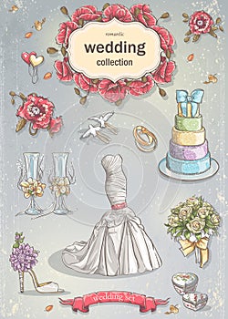 A set of wedding romantic items