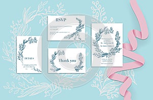 Holiday wedding set cards